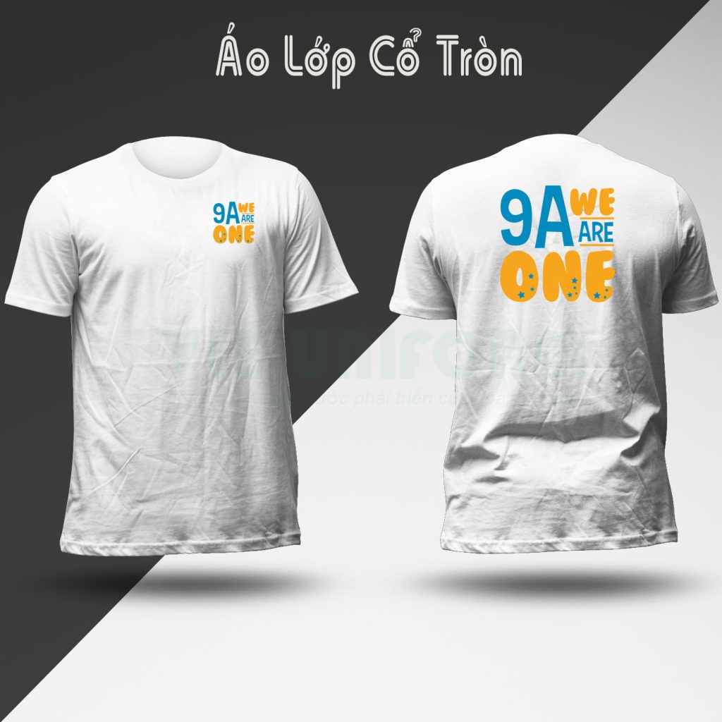 Hình in slogan lên áo trắng đồng phục lớp